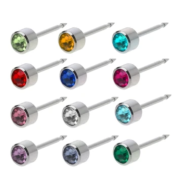 12 Párov Ear Piercing, Náušnice z Nehrdzavejúcej Ocele Mini 3 mm Jasné, CZ Klincami Hypoalergénne Stud Piercing, Náušnice Set Šperkov