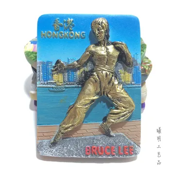 Hong Kong Chladnička Magnet so suvenírmi 3D Bruce LEE Li Xiaolong Dekoratívne Chladnička Nálepky Magnety Domáce Dekorácie