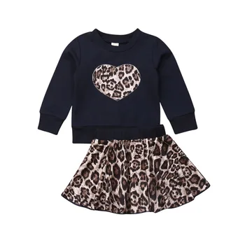 2020 NOVÉ batoľa, dieťa dievča leopard oblečenie nastaviť dlhým rukávom top + sukňa módne vonkajšie dieťa dievča oblek