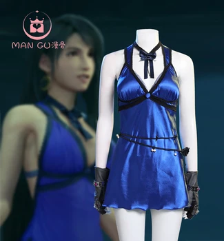 V hre Final Fantasy VII Tifa Lockhart Cosplay Kostým Sexy Modré Sklzu Šaty Feamle Úlohu Hrať Oblečenie XS-XL Na Sklade