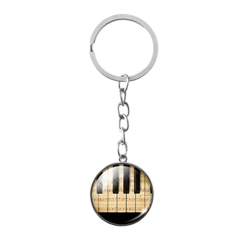 Zliatiny Vintage Piano Čas Gem Tlačidlo Krúžky Hudobný Nástroj Keychain Prívesok Darček Pre Priateľov 3KS