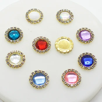 Najlepších 10 ks Predaj multi-farebné šperky Príslušenstvo gold crystal tlačidlo pracky flash diamond Dekoratívne pracky remeselnú výrobu