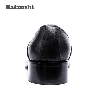 Batzuzhi Japonský Príťažlivých Mužov Špicaté Topánky Kovové Tip Originálne Kožené Šaty, Topánky Mužov Black Business Oxford Bytov Návrhár Obuvi