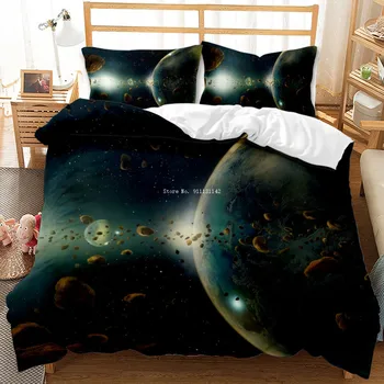 3D Star Galaxy Vytlačené posteľná bielizeň Stanovené Obliečky Prípade obliečka na Vankúš Deka Prípade posteľná bielizeň Dvojité Kráľovná Kráľ posteľná bielizeň