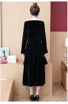 Plus veľkosť L-5XL velvet jeseň zimné šaty tuku XXL XXXL 3XL XXXXL 4XL Korčuliarov slim Bežné dámske žena nosiť dlhý rukáv šaty