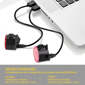 Požičovňa KLASU Výstražné Svetlo Dobíjacie USB Požičovňa LED Chvost Späť Cyklistické Predné a Svetlometov Nastaviť F7X2 Bicykli