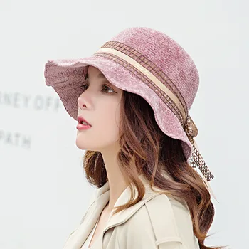 Nový kórejský fisherman klobúk jeseň a v zime žien nový módny klobúk vlna odkvapov luk menčester povodí klobúk