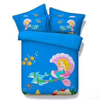 3d tlač cumlík posteľná bielizeň set prikrývky prehoz obliečky twin plný kráľovná king size tkané dolphin morská víla kreslených dievčat