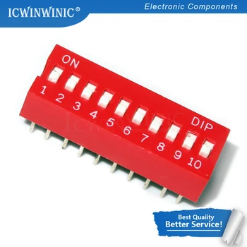 10PCS List Typu Switch Modul 1 2 3 4 5 6 7 8 9 10 12 Trochu 2.54 mm Pozície Spôsob, ako DIP Červená Ihrisku Prepínač Červená Modul Spínača