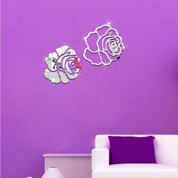 JM040 Ruže Kvet Zrkadlo na Stenu-Nálepky DIY Domáce Dekorácie Obývacej Izby, Spálne Dekorácie Európsky Štýl