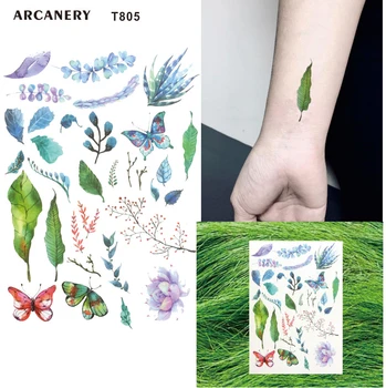 T805 1 Kus Módne Dreva Listu Rastlín Dočasné Tetovanie s Šťavnaté, Papradie, a Motýľ Tetovanie Vzor Body Art