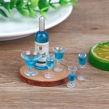 6Pcs/veľa Mini 1/12 domček pre bábiky Miniatúrne Simulácia Koktail Fľaše Vína Predstierať, že Hrať Bábika Food Drink Príslušenstvo