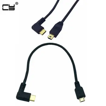 Mini USB & Micro Kábel USB 5 Pin Male na Male USB 3.1 Typ C Šikmého OTG Kábel, Adaptér Converter Nabíjací Kábel Dĺžka 25 cm