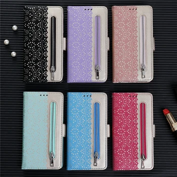 Luxury Leather Case For Huawei P40 P30 P20 Lite Pro Lace Zipper Magnet Flip Book Case Stand Cover For Huawei P 40 30 20 Lite Pro