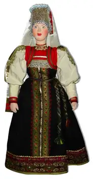 Bábika autora Galina Maslennikova a1-17-1 Pskov gubenrnia svadobné ženský kostým