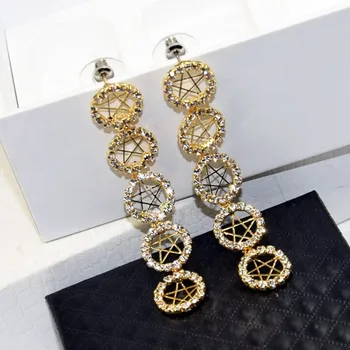 Charmcci Módne Luxusné Plný Crystal Kamienkami Star Dlho Vyhlásenie Drop Náušnice Svadobné Ženy Strany Príslušenstvo Šperky