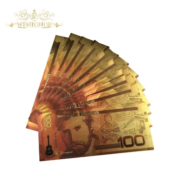 10pcs/veľa 2018 Nové Produkty Farba Rusko Zlato, Bankovky 100 Rubeľ Bankoviek v 24k Gold Falošné Papierové Peniaze Na Darček