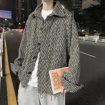 Jeseň kórejský Bunda pánska Móda Farbou Odrazové Bunda Mužov Streetwear Wild Voľné Klope Vetrovky Mens Kabát M-2XL