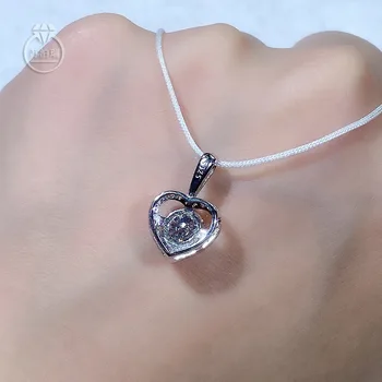 Skutočné Moissanite Prívesok 1CT Srdce-shap Prívesok náhrdelník Zapojenie Elegantný Svadobný Náhrdelník Prívesok pre Ženy