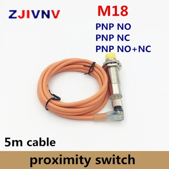 M18 typ konektora blízkosti indukčného snímača prepínač PNP NO/NC/NO+NC, DC, 3 vodiče, 4 drôtu normálne otvoriť/zatvoriť prepínač 5m kábel zapojte