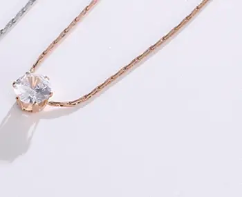 Elegantný lesklý crystal prívesok náhrdelník ženy,jednoduchá žena, ružová pozlátené nehrdzavejúcej ocele, náhrdelníky, módne šperky na krku