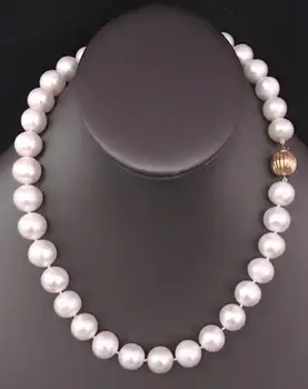 Nádherný 10-11 mm south sea kolo white pearl náhrdelník 18-palcové 925s kkk