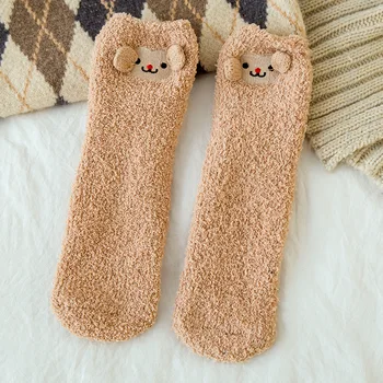 Plus Bavlna Zahustiť Zimné Ponožky Multicolor Pruhy Ženy Spať V Teple Non-Slip Osadenie Dievča Roztomilé Vianoce Darček Domov Poschodí Ponožka Hot