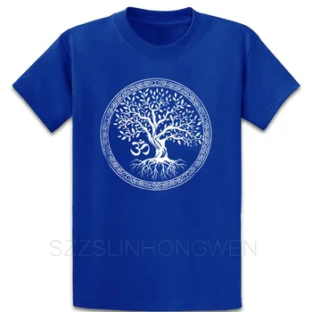 Strom Života S Om Symbol Jogy T Shirt Design Budove Fitness Slim Letné Štýl List Tee Tričko Posádky Krku Tričko