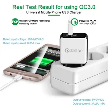 3A Certifikované QC3.0 Rýchle Nabíjanie USB Wall Nabíjačka pre Samsung, LG Xiao