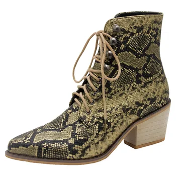 Nové dámske topánky serpentíny poukázal na vysoké podpätky krátke topánky, krajky-up hrubé s Martinom topánky veľkosť luxusné topánky ženy dizajnérov