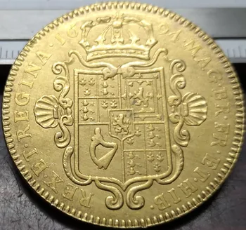 (1692 1693 1694) Anglicko 5 Guineas - William & Mária čistý pozlátená Kópia Mince si Vybrať jeden deň
