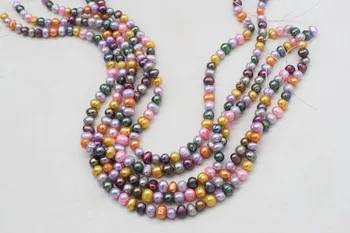 Sladkovodné perly multicolor v blízkosti kolo 6-7mm voľné korálky prírody korálky na výrobu šperkov náhrdelník 14inch FPPJ veľkoobchod