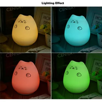 2020 Originálne LED USB Nabíjateľné Cute Cat Nočné Svetlo Farebné Silikónové Spálňa Hit Poraziť Lampa 12 Hodín Farby Režim