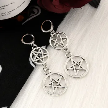 Gotický Pentagram Náušnice Wiccan Šperky Pentacle Náušnice Pohanské Čarodejnice Pre Ženy Darček Šperky