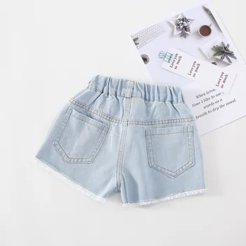 WLG Dievčatá Šortky Deti Letné List Denim Modrá Krátky Baby Girl Ležérne Oblečenie pre 1-5 Rokov