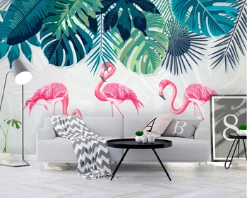 Nordic dažďového pralesa banán leaf flamingo 3d tapeta abstraktných de parede,obývacia izba gauč tv steny, spálne, reštaurácia, kaviareň, bar nástenná maľba