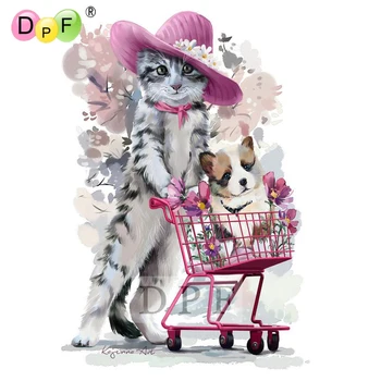 DPF diamond výšivky mačka a pes diamond maľovanie cross stitch diamond mozaiky yull námestie drahokamu domova remeslá