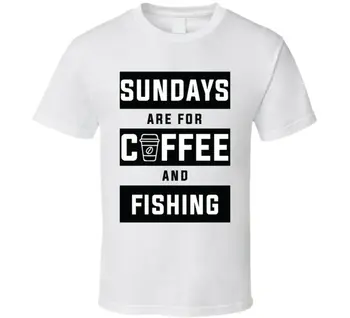 V nedeľu Sú Na Kávu A Rybolov Pánske Biele tričko