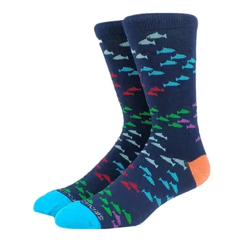 Muži Radi Vtipné Ryby Davu Bežné Obchodné Ponožky