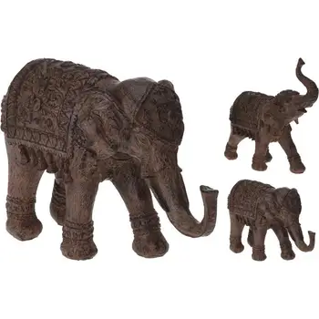 Obrázok slona. Vyrobené v polyresina. Farba marron. Tri rôzne tvary. Dimen dlhý 22 cm x 18 cm Vysoká