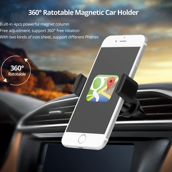 Universal Car Phone Držiteľ 360 Otočiť Air Vent Dual Klipy telefón stojan Podporu 4-6 palcový mobilného telefónu, navigácie držiak