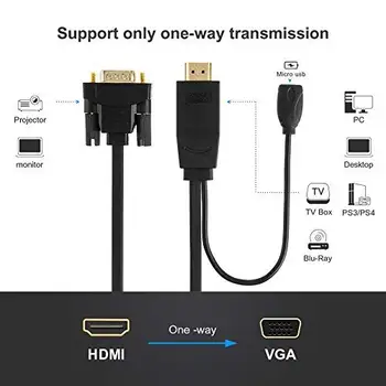 HDMI / VGA HDMI Samec na VGA Male Kábel Adaptéra, Podpora 1080P,pre Hdtv Monitory displayers Prenosný počítač Stolový Počítač Čierna