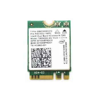 Bezdrôtové Karty Adaptéra pre Intel 7265NGW E Dual Band 802.11 JE 300m 2x2 Wifi+BT4.0 NGFF/M. 2 pre Dell, Toshiba, sony