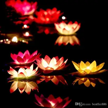 2019 Nové Umelé LED Plávajúce Lotosový Kvet Sviečka, Lampa S Farebnými Zmeniť Svetlá Pre Svadobné Dekorácie Dodávky