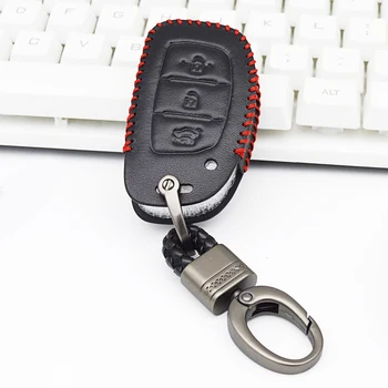 Originálne Kožené Kľúča Vozidla puzdro Pre Hyundai I30 i20 IX25 ix35 SANTAFE Solaris 2017 Tlačidlo Shell Funda Llave Accesorios Automovil