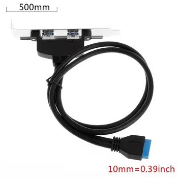 2-Port USB 3.0 základná Doska Zadný Panel Rozšírenie Držiak Hostiteľský Adaptér Kábel Drôt