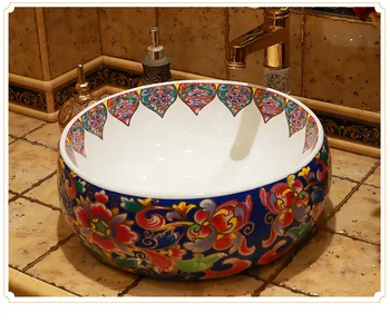 Čínsky Starožitné keramické umývadlo umývadlo Keramické Počítadlo Top Umývadlo Umývadlá toaletné umývadlo okrúhle