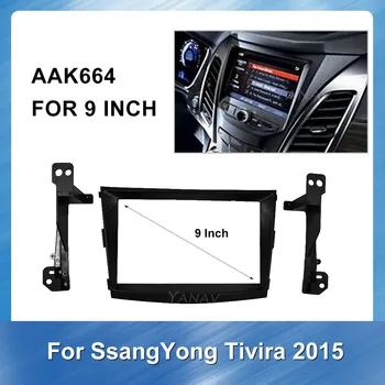 9 Palcový autorádia rámu Prístrojovej dosky Pre SsangYong Tivira Auto Stereo Prijímač Panel palubnej doske Auta Inštalácia Rámu Orezania Rámu