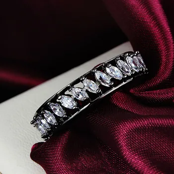 Nový Dizajn Prst Prstene Pre Ženy Klasické Čierne Zlato Vyplnené Šperky Surround Marquise Rez AAA Cubic Zirconia Bijoux LR0606