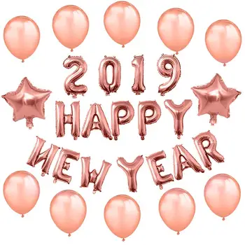 2019 Šťastný Nový Rok Dekor Číslo Fóliový Balón Štúdia Mylar Balóny Rose Gold Latexové Balóny Výročia Predvečer Festivalu
